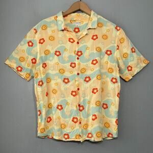 Earthbound Trading Button Up Shirt Size M Floral Artsy Kidcore Doll Dopamine
